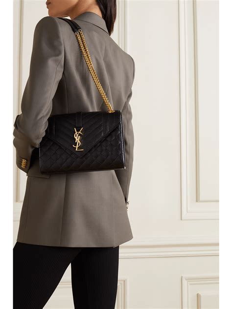 ysl envelope medium bag black|ysl crocodile envelope bag.